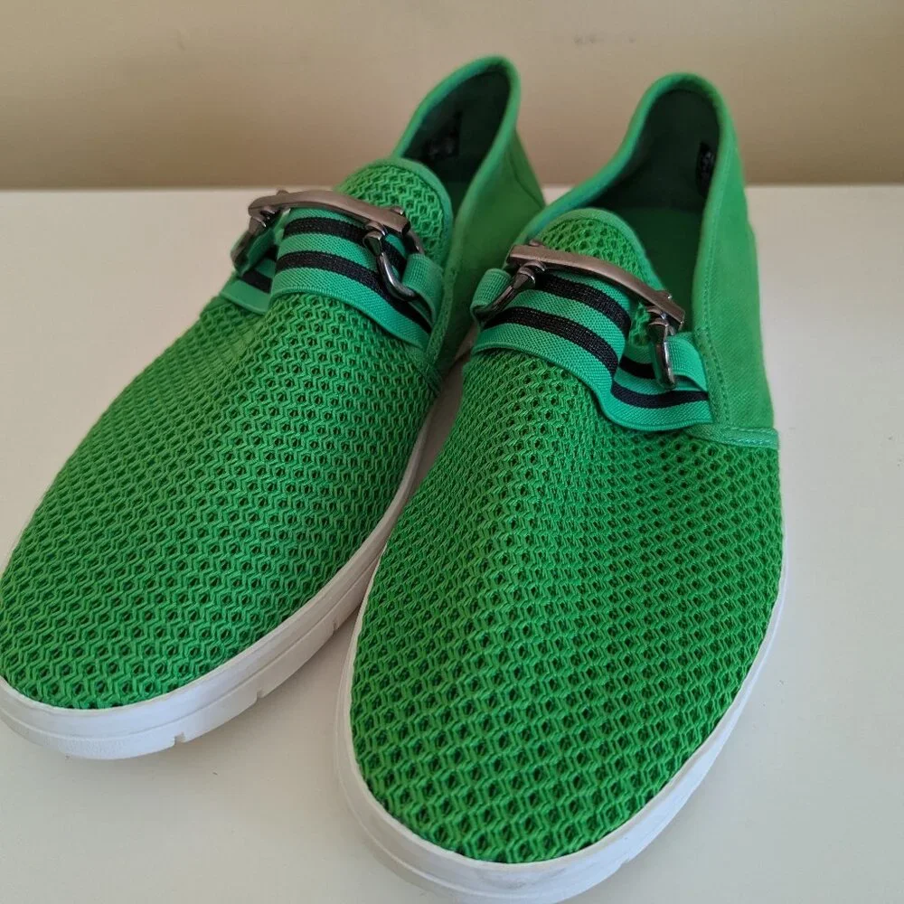 Men's Bright Green Aldo Mesh Canvas Slip-Ons - Men's 9 - Picture 1 of 5